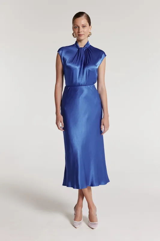 Bias Slip Skirt - Mid Blue sold by Perri Cutten