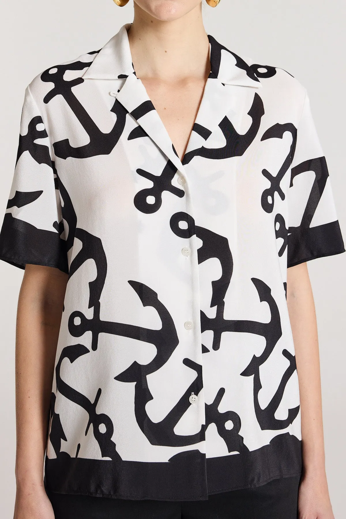 Valencia Silk Shirt - White/Black sold by Perri Cutten product image thumbnail 2
