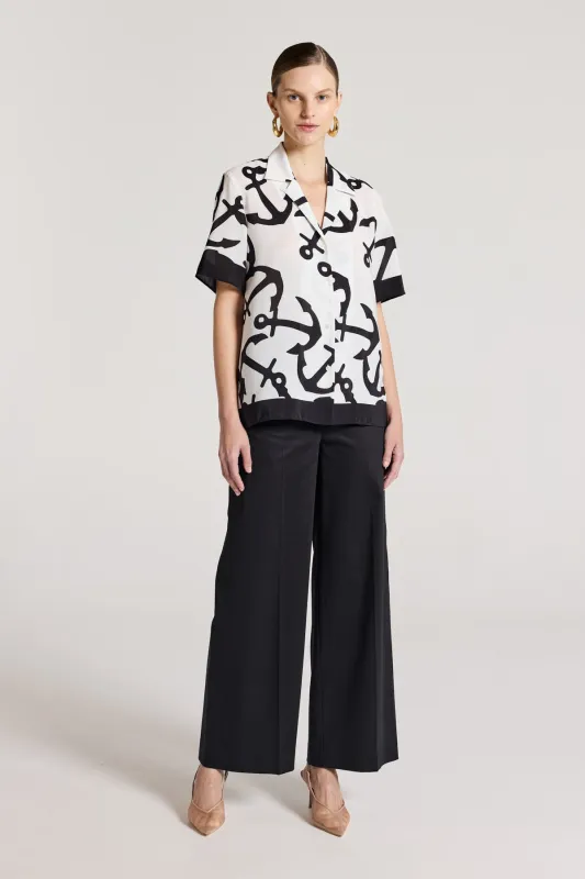 Valencia Silk Shirt - White/Black made by Perri Cutten