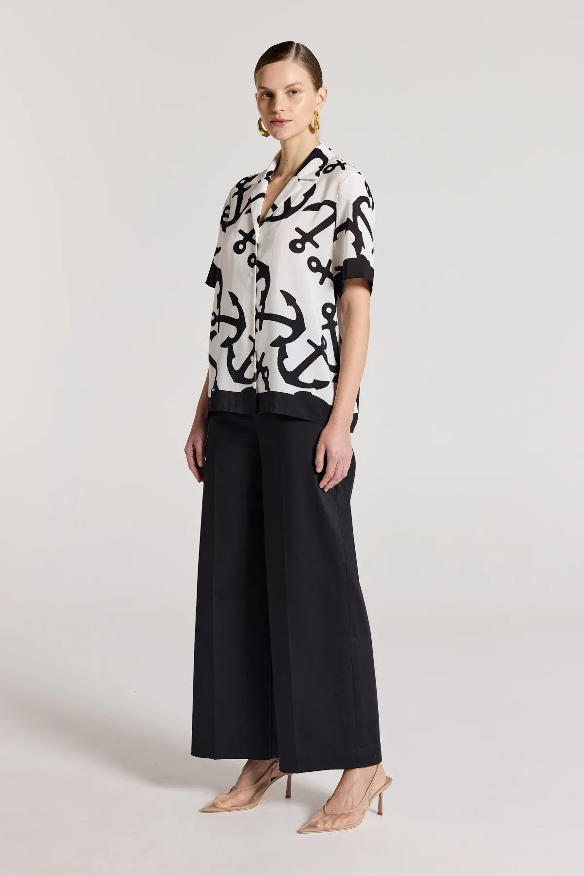 Valencia Silk Shirt - White/Black sold by Perri Cutten product image thumbnail 4