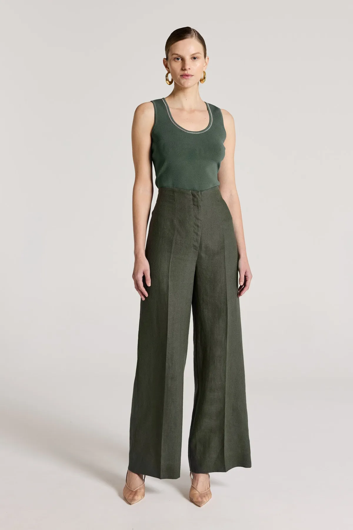Tori Crepe Knit Tank - Muted Green sold by Perri Cutten