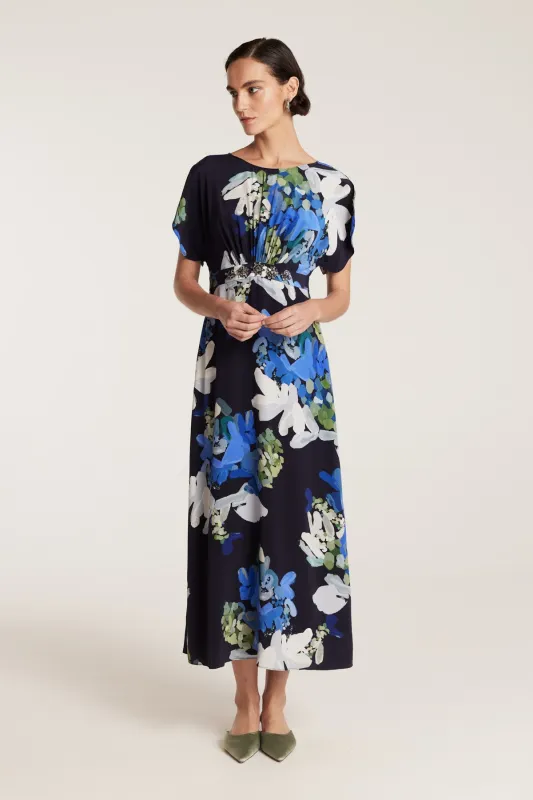 Irina Silk Dress - Navy/Print sold by Perri Cutten