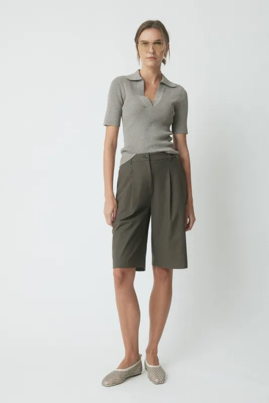 Taylor Crepe Knit Top - Brown Melange made by Perri Cutten