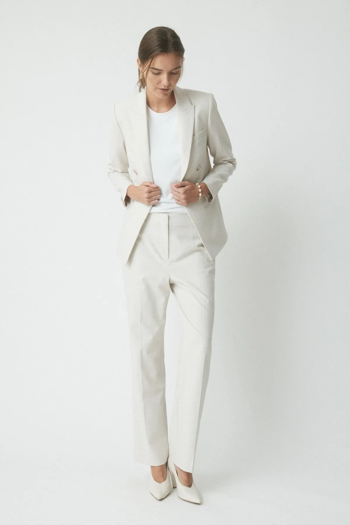 Alex Suit Pant - Ecru sold by Perri Cutten