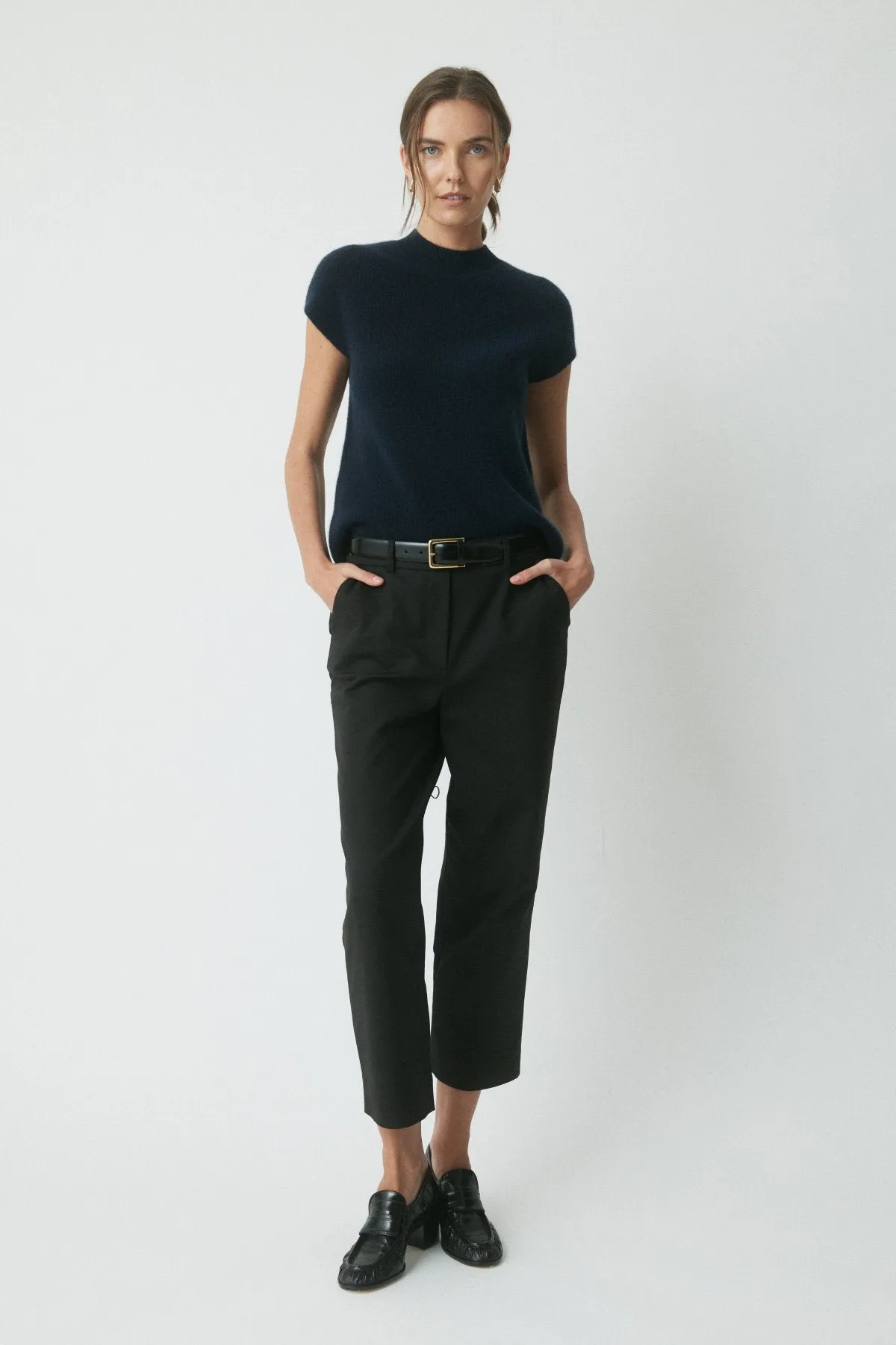 Stevie Cashmere Knit Top - Navy sold by Perri Cutten