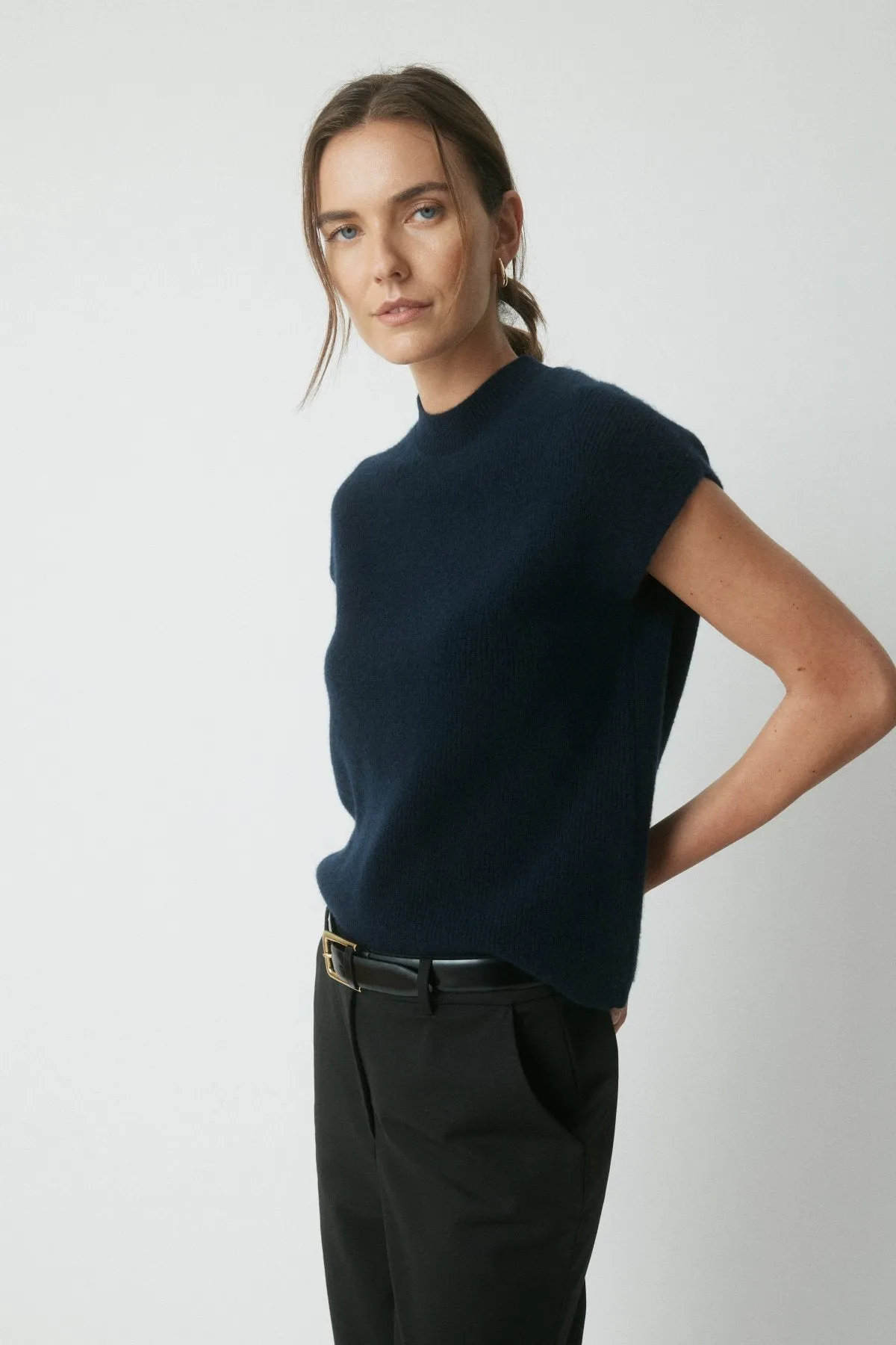 Stevie Cashmere Knit Top - Navy sold by Perri Cutten product image thumbnail 2