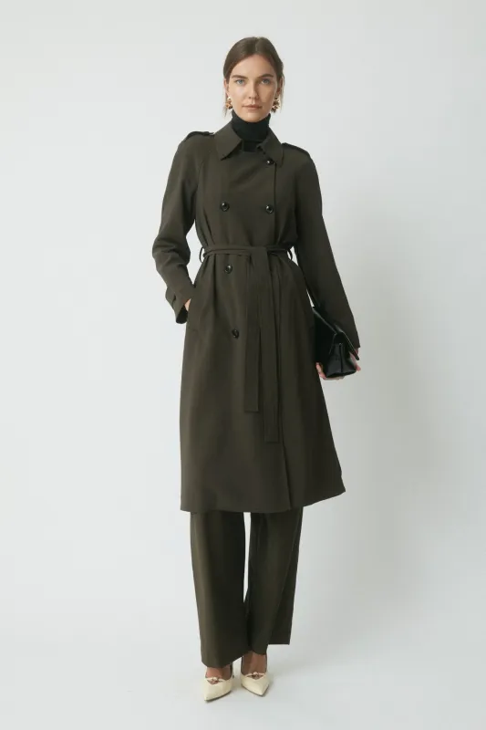 Fynn Trench Coat - Dark Olive made by Perri Cutten