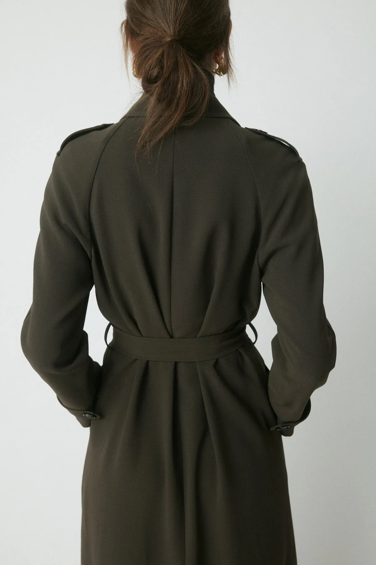 Fynn Trench Coat - Dark Olive sold by Perri Cutten product image thumbnail 5