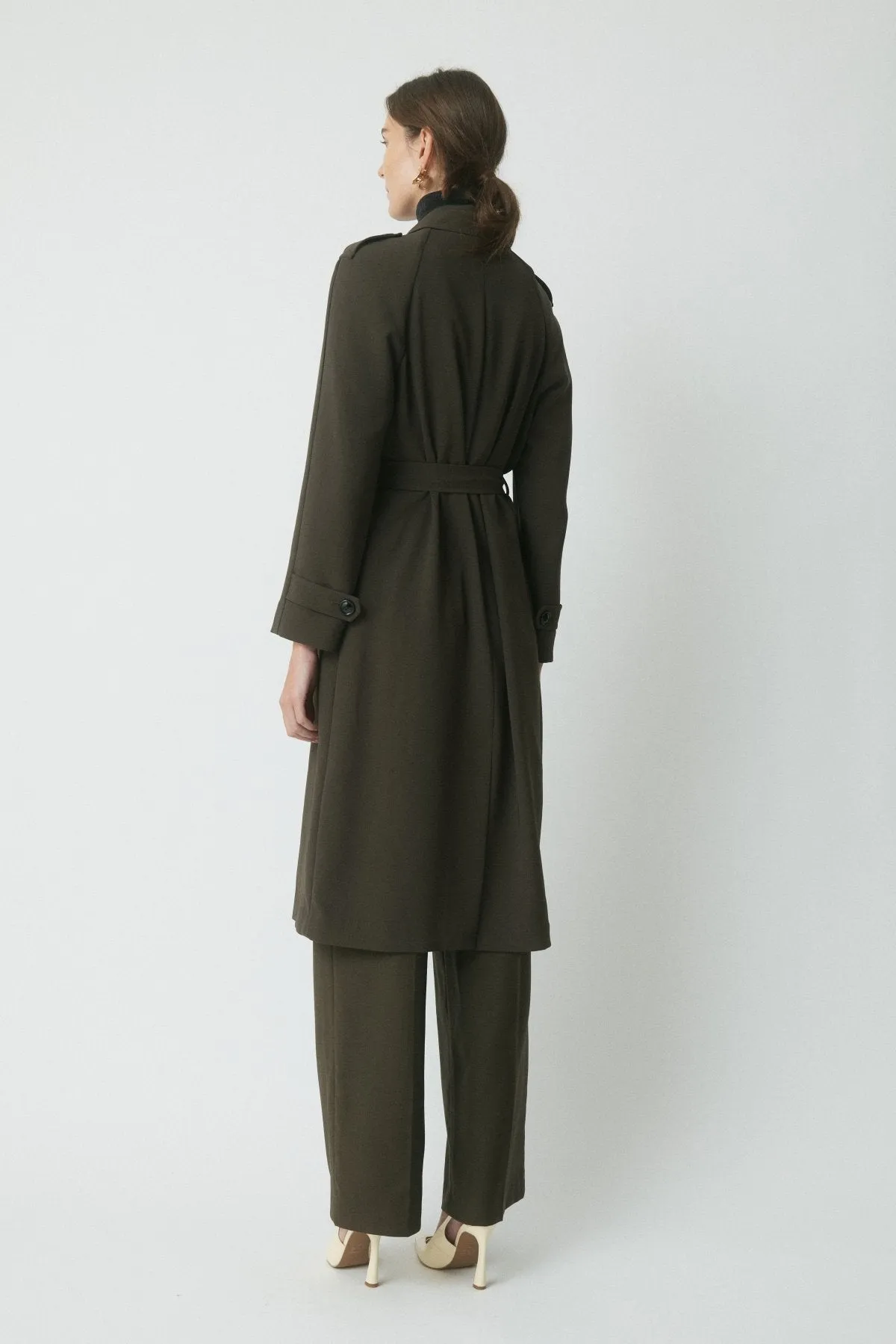 Fynn Trench Coat - Dark Olive sold by Perri Cutten product image thumbnail 4