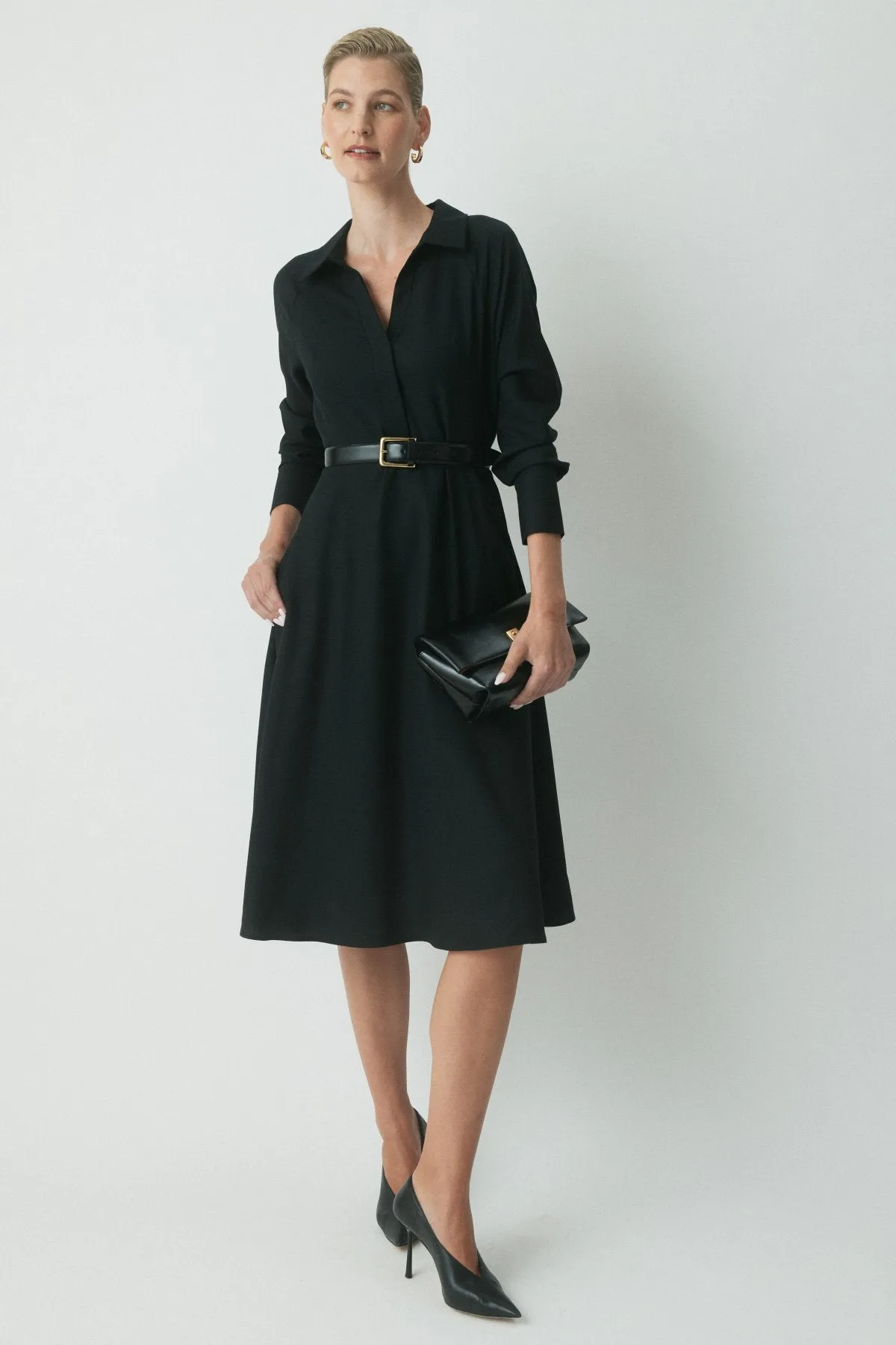 Genevieve Wool Shirtdress - Black sold by Perri Cutten