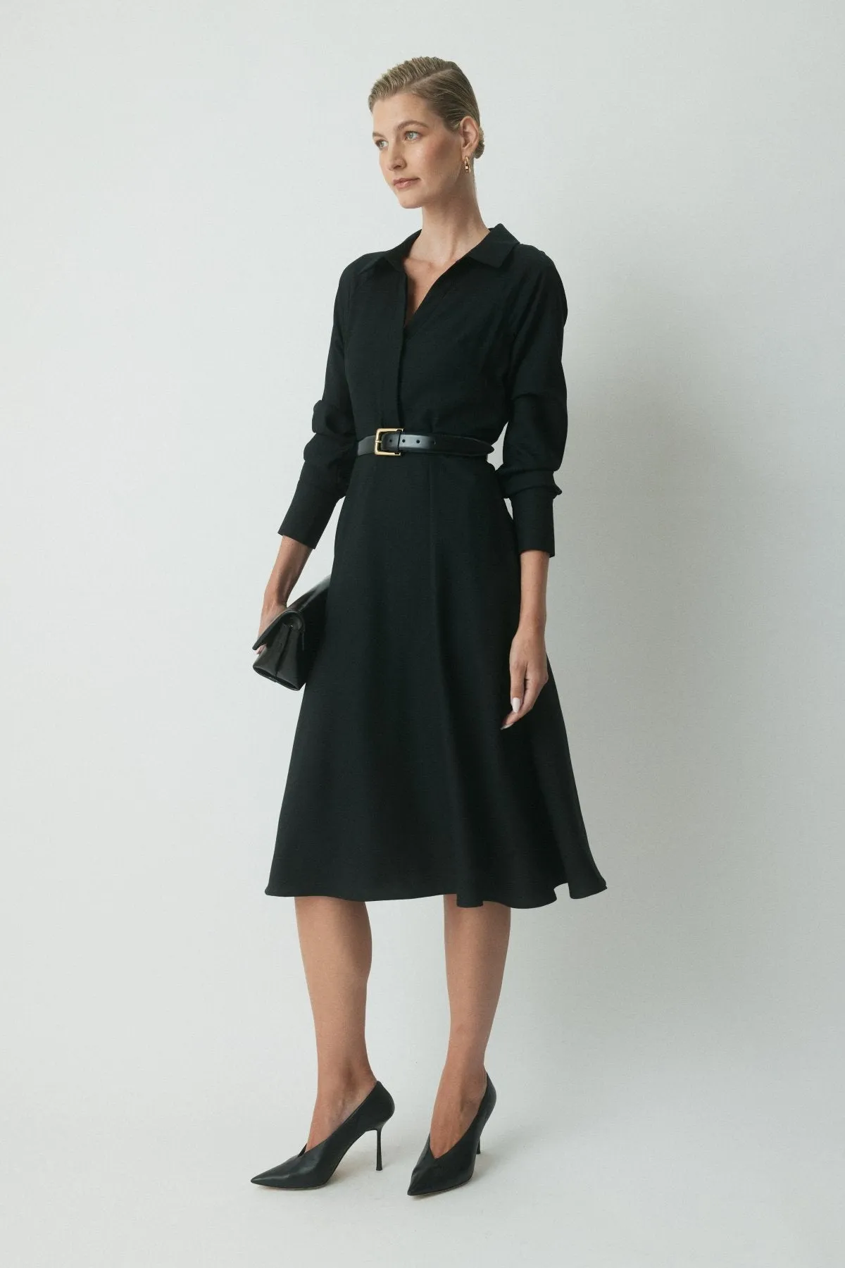 Genevieve Wool Shirtdress - Black sold by Perri Cutten product image thumbnail 3