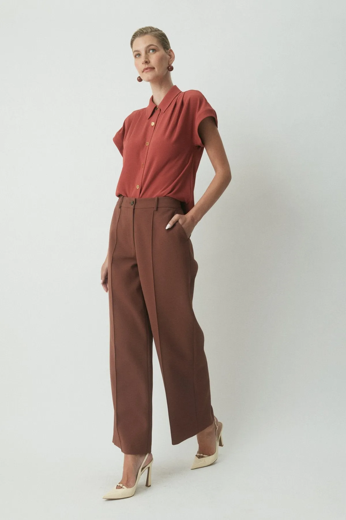 Lior Crepe Pant - Cognac sold by Perri Cutten product image thumbnail 3