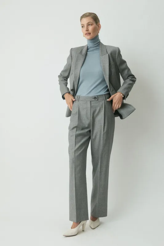 Grace Wool Suit Pant - Charcoal Check made by Perri Cutten