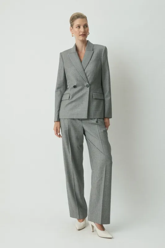 Grace Wool Suit Jacket - Charcoal Check made by Perri Cutten