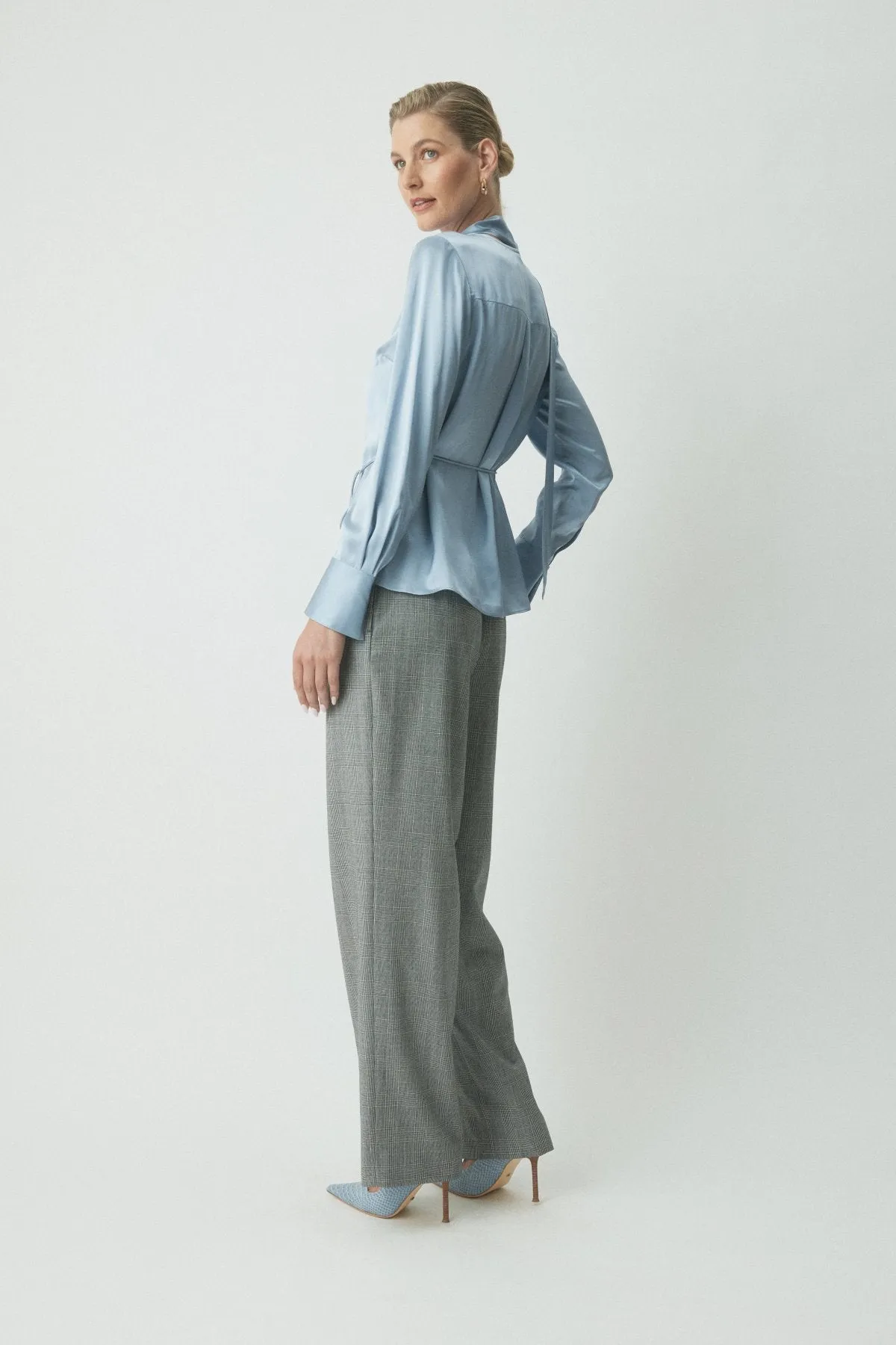 Romain Tie Neck Silk Shirt - Dove Blues sold by Perri Cutten product image thumbnail 3