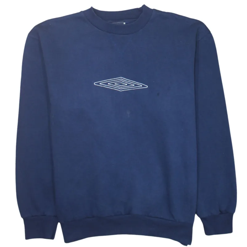 Umbro Navy Blue Sweatshirt Men's Large Embroidered Chest Logo Ribbed Crewneck Pullover sold by Vintage Club