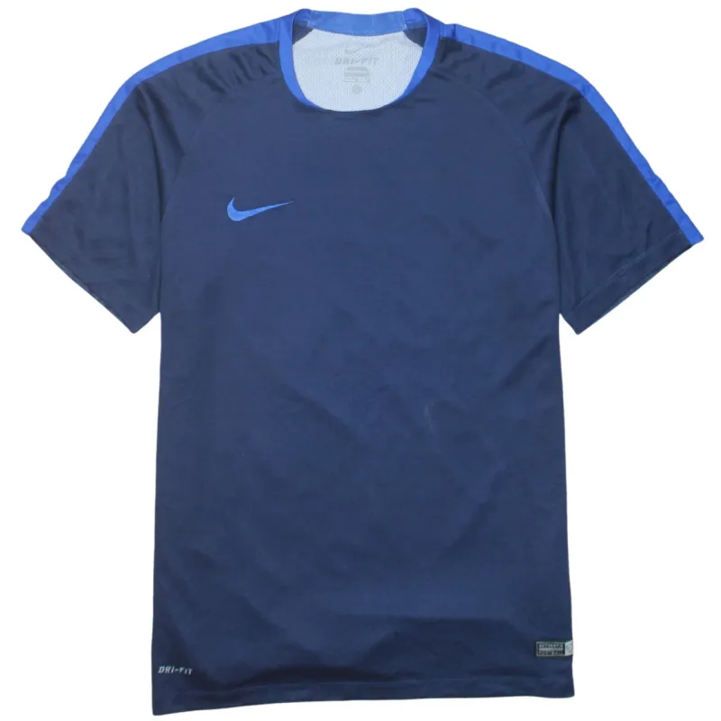 Nike Navy Blue Dri-Fit T-Shirt Women’s Large Printed Swoosh Raglan Training Top sold by Vintage Club