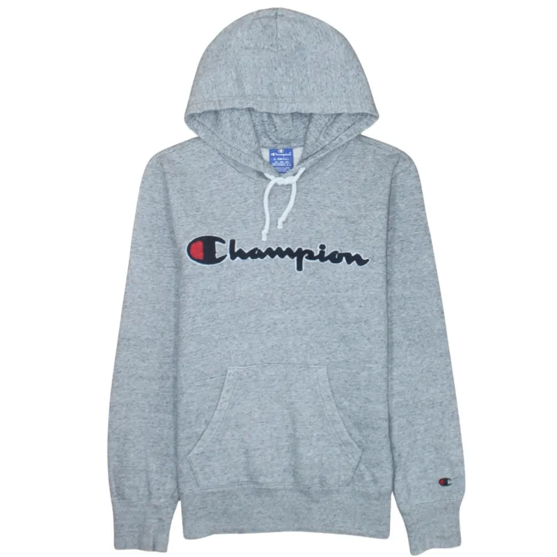 Champion Grey Hoodie Men's XSmall Embroidered Script Logo Drawstring Hood Front Pocket Sweatshirt sold by Vintage Club