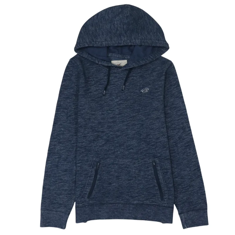 Hollister Navy Blue Hoodie Men's Small Embroidered Logo Zip Pockets Pullover Sweatshirt sold by Vintage Club
