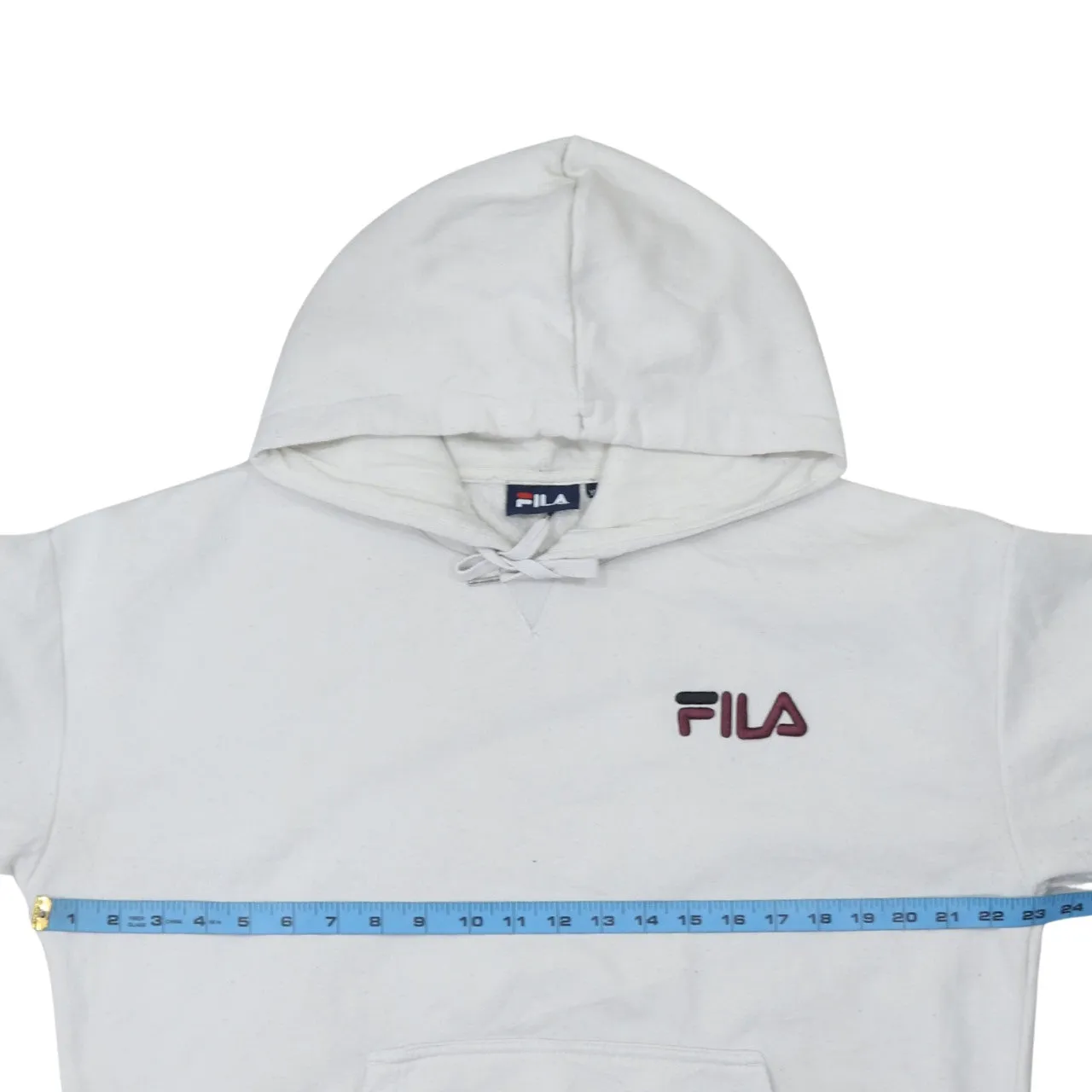 Fila White Hoodie Women’s XLarge Embroidered Chest Logo Front Pocket Pullover Sweatshirt sold by Vintage Club product image thumbnail 5