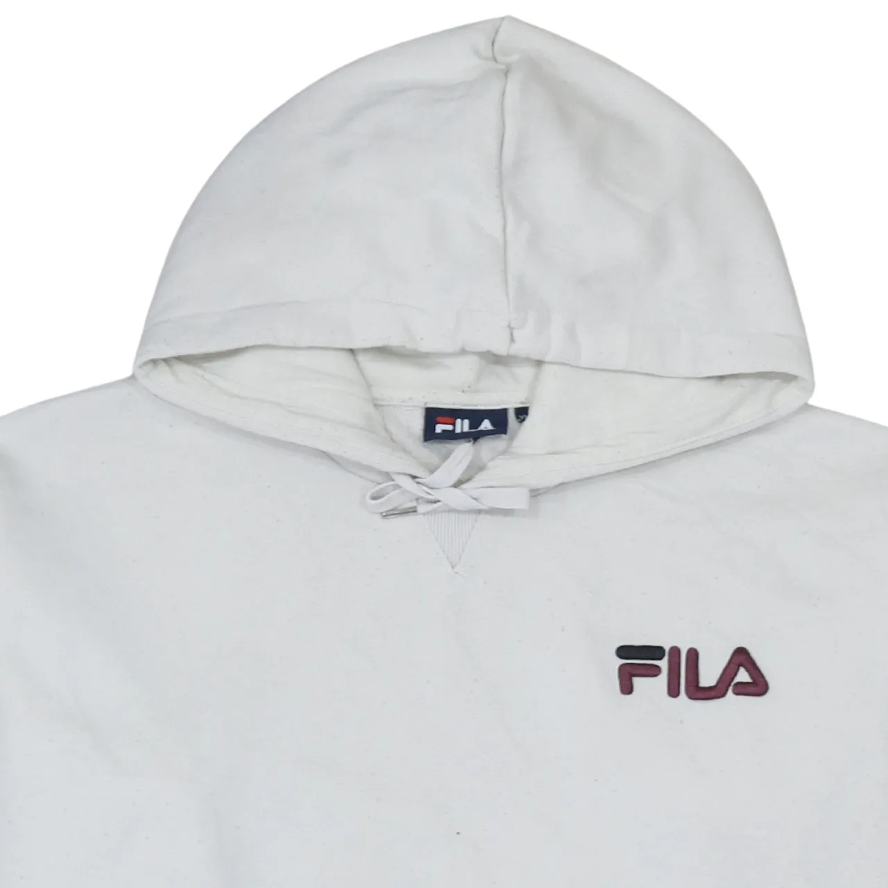 Fila White Hoodie Women’s XLarge Embroidered Chest Logo Front Pocket Pullover Sweatshirt sold by Vintage Club product image thumbnail 3