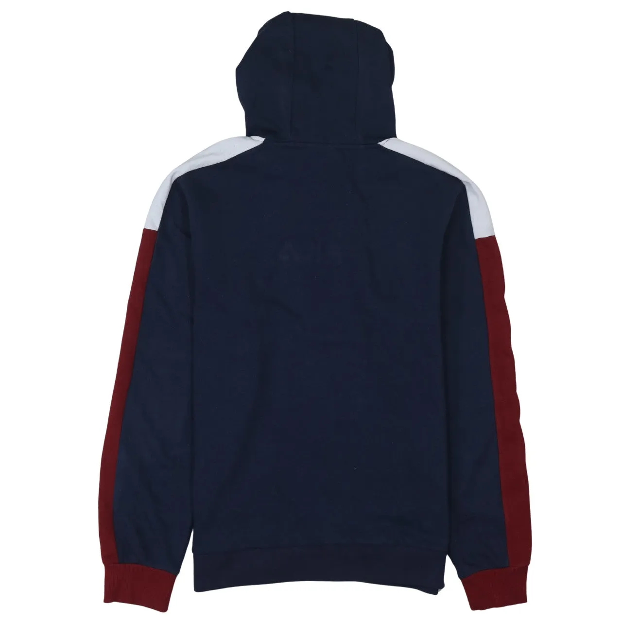 Fila Navy Blue Hoodie Men's Small Embroidered Logo Colour Block Sleeves Pullover Sweatshirt sold by Vintage Club product image thumbnail 2