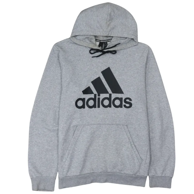 Adidas Grey Hoodie Women’s Large Printed Logo Drawstring Hood Front Pocket Sweatshirt sold by Vintage Club