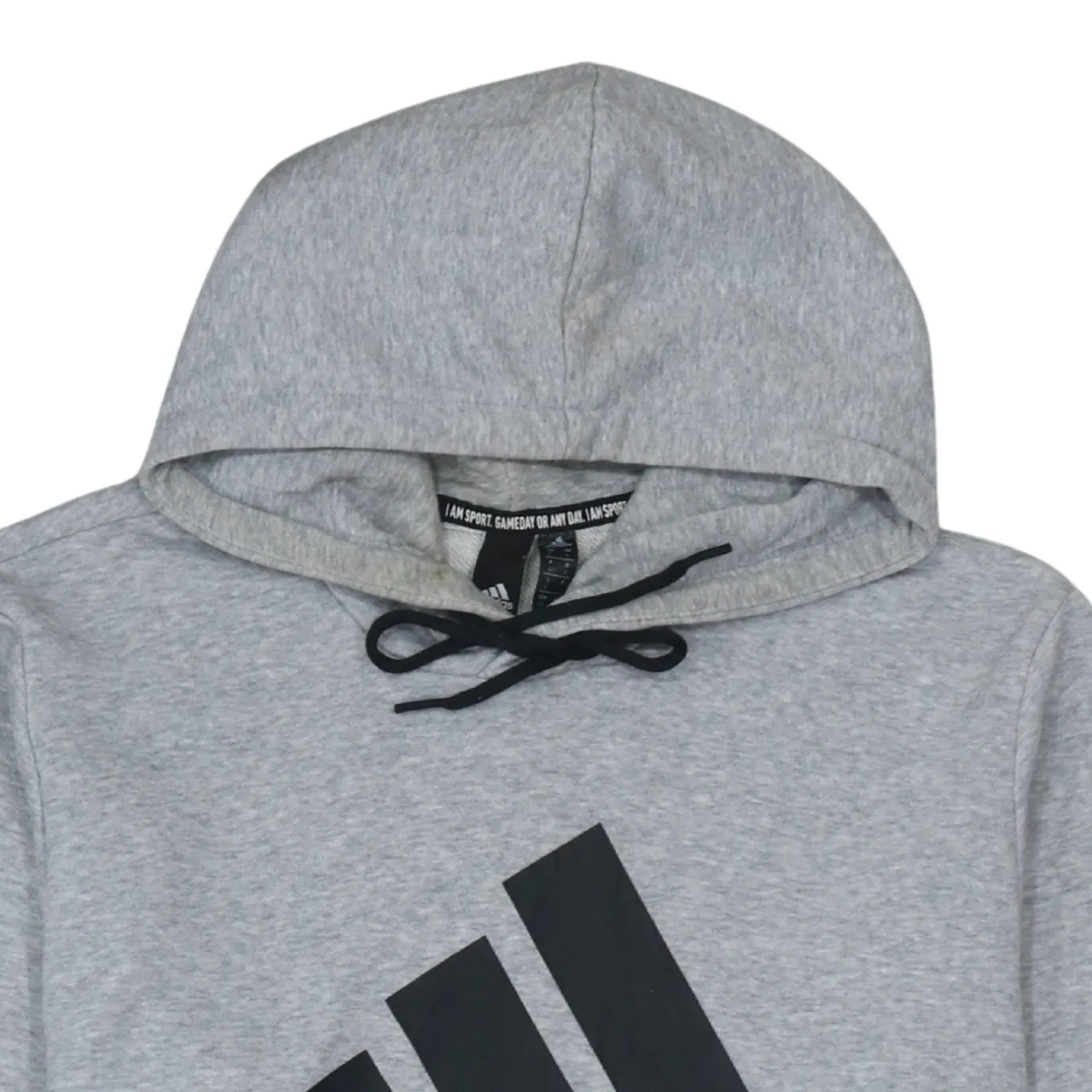 Adidas Grey Hoodie Women’s Large Printed Logo Drawstring Hood Front Pocket Sweatshirt sold by Vintage Club product image thumbnail 3