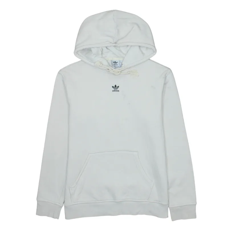 Adidas Cream Hoodie Women’s Small Embroidered Trefoil Logo Front Pocket Pullover Sweatshirt sold by Vintage Club