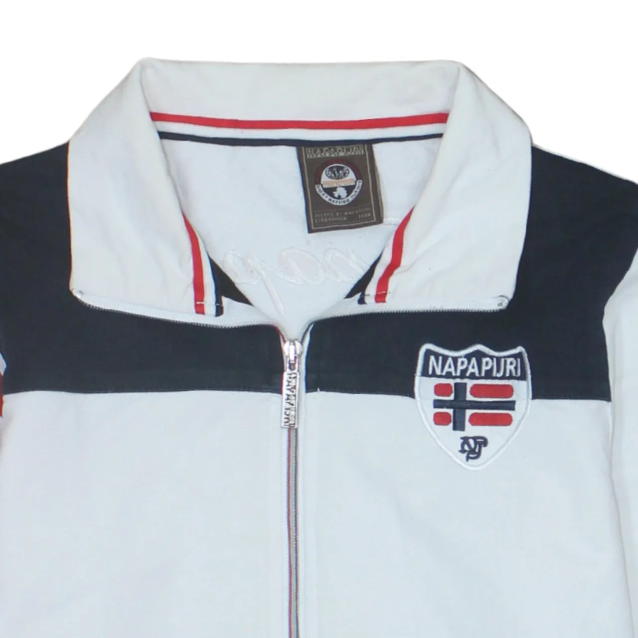 Napapijri White Full Zip Sweatshirt Women’s XXLarge Embroidered Logo Flag Panels Track Top sold by Vintage Club product image thumbnail 3