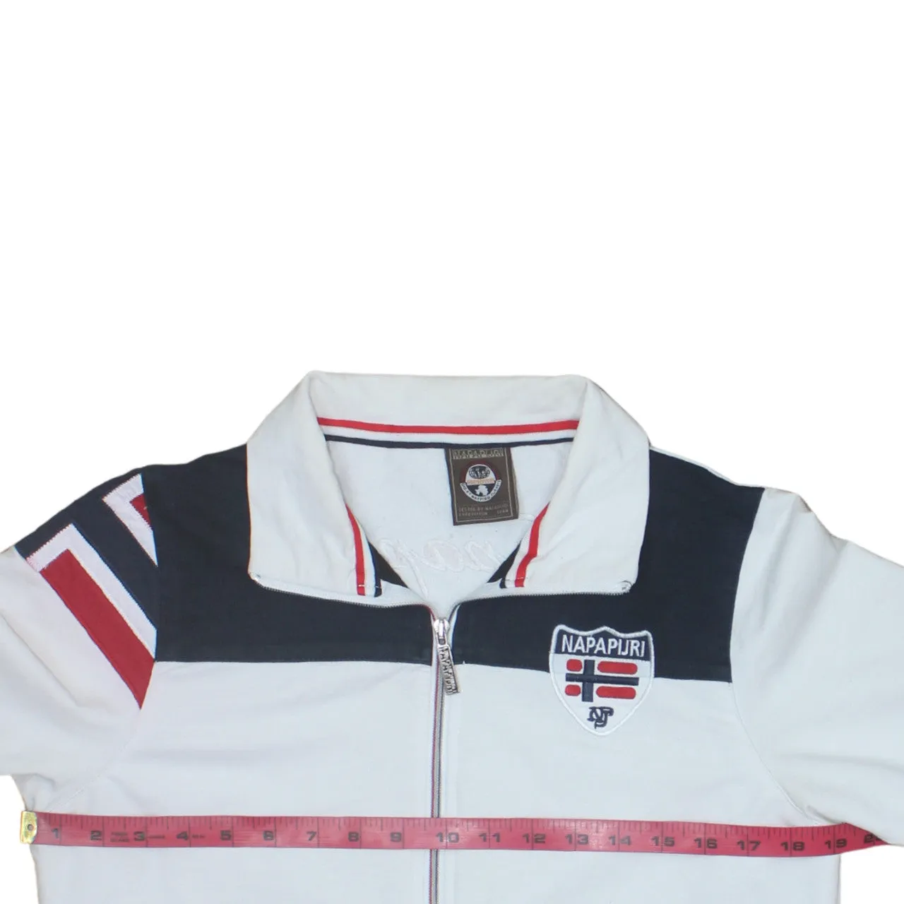 Napapijri White Full Zip Sweatshirt Women’s XXLarge Embroidered Logo Flag Panels Track Top sold by Vintage Club product image thumbnail 5