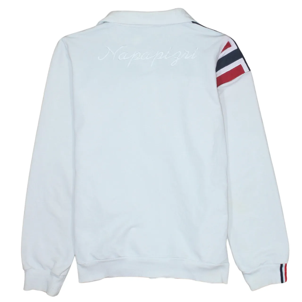 Napapijri White Full Zip Sweatshirt Women’s XXLarge Embroidered Logo Flag Panels Track Top sold by Vintage Club product image thumbnail 2