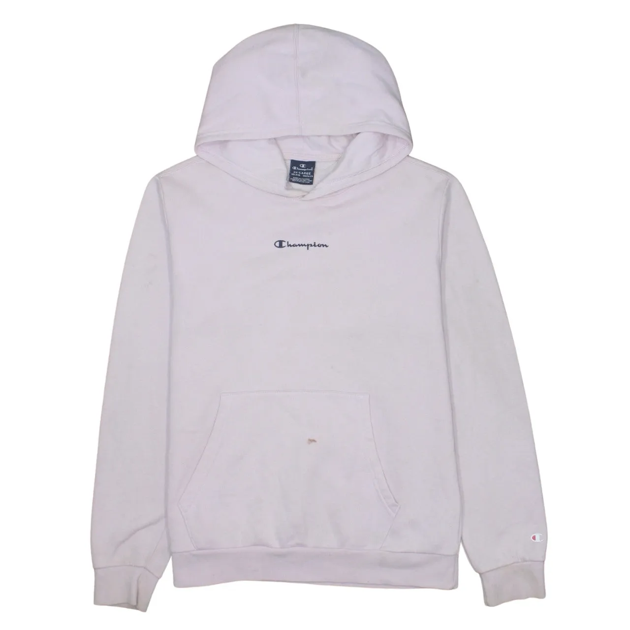 Champion Light Pink Hoodie Women’s XXLarge Embroidered Chest Logo Front Pocket Pullover Sweatshirt sold by Vintage Club
