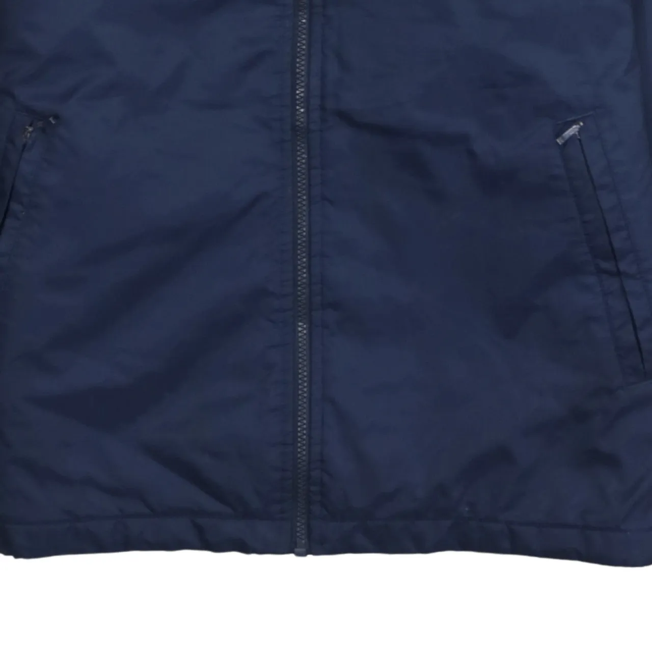 Nike Navy Blue Hooded Jacket Women’s Large Zip Front Printed Swoosh Windbreaker Outerwear sold by Vintage Club product image thumbnail 4