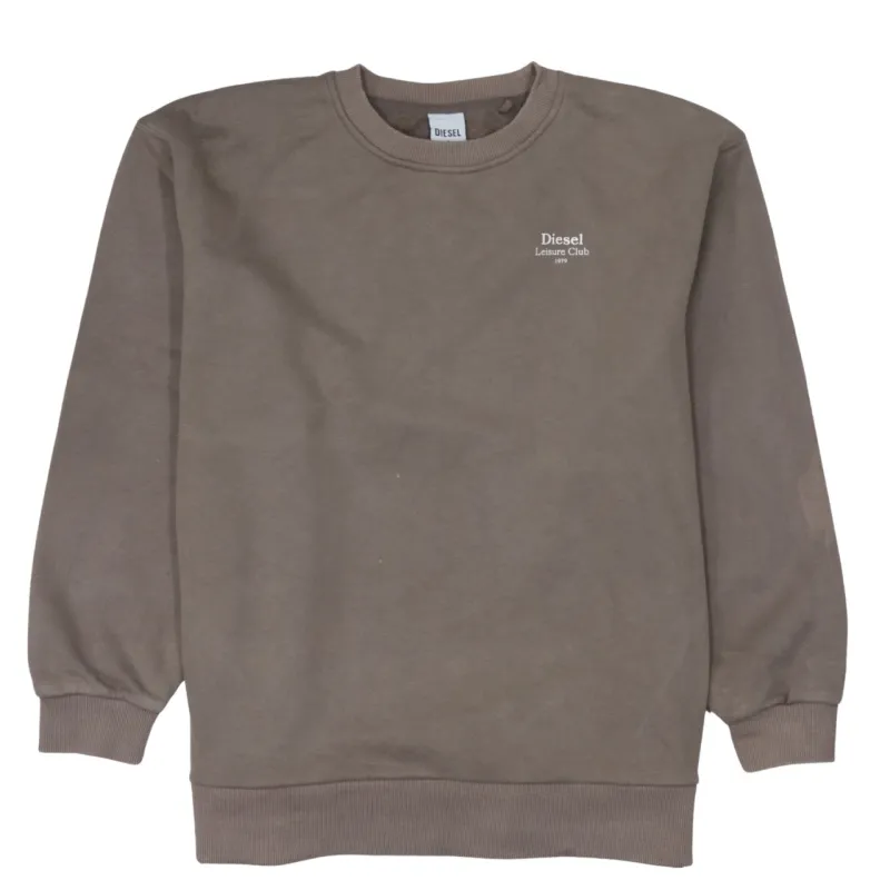 Diesel Brown Sweatshirt Men's Small Printed Chest Logo Ribbed Crewneck Pullover Top made by Diesel