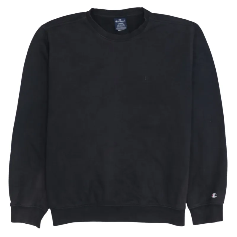 Champion Black Sweatshirt Men's Large Embroidered C Logo Ribbed Cuffs Crewneck Pullover sold by Vintage Club