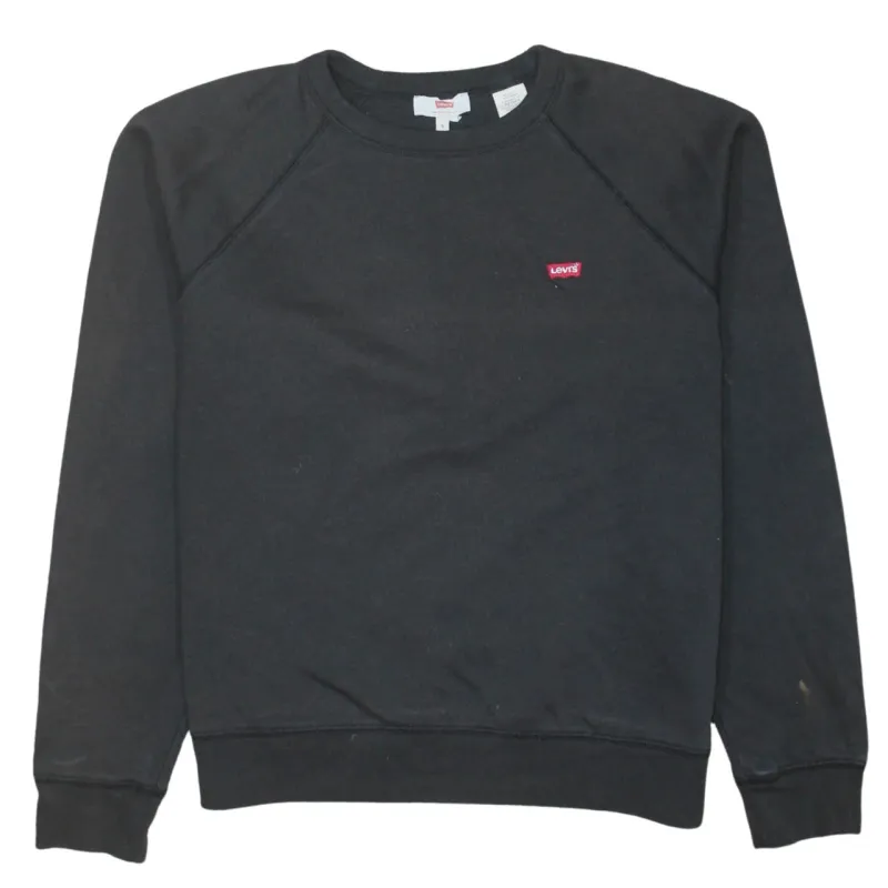 Levi's Black Sweatshirt Men's Small Embroidered Chest Logo Raglan Sleeve Pullover Top sold by Vintage Club