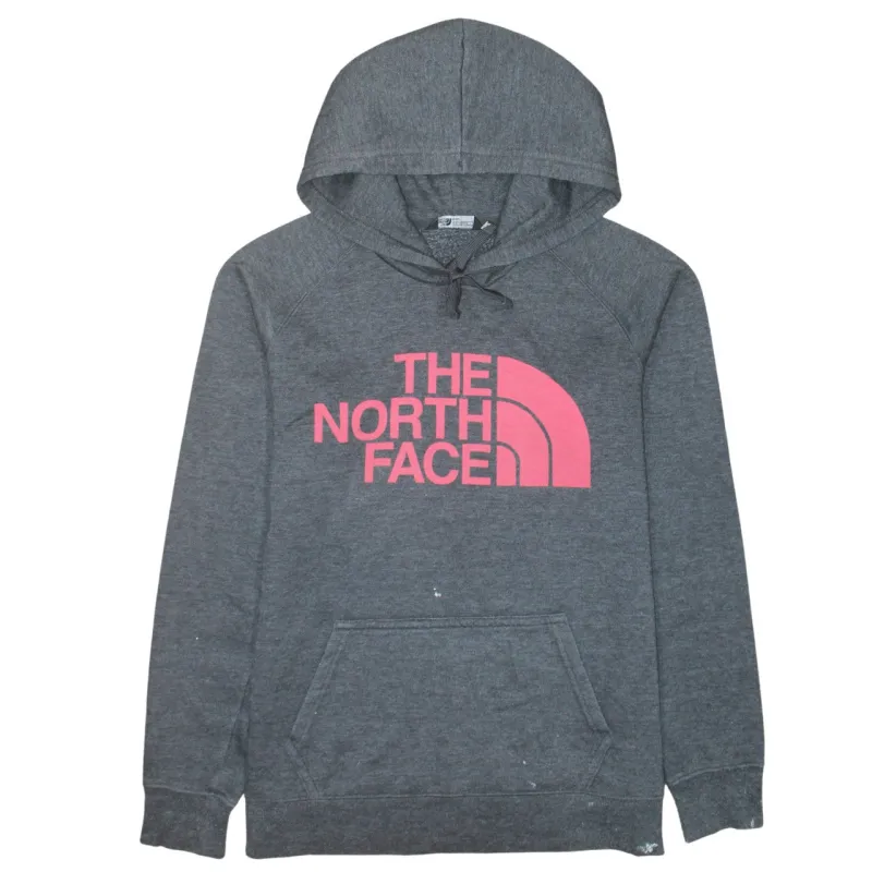 The North Face Dark Grey Hoodie Women's Medium Pink Printed Logo Front Pocket Sweatshirt made by The North Face