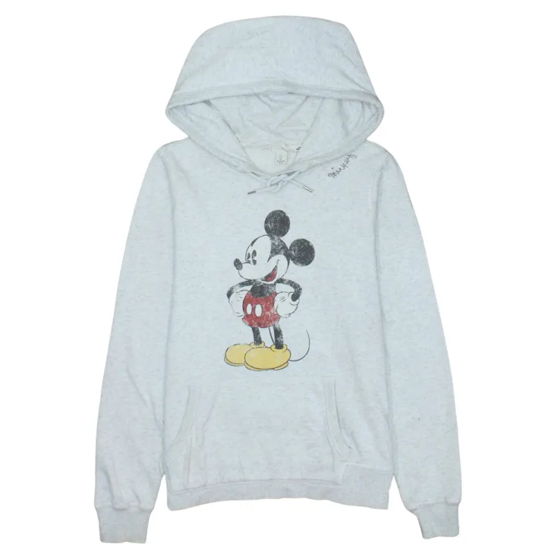 Disney Light Grey Hoodie Women’s Small Printed Mickey Mouse Graphic Front Pocket Sweatshirt sold by Vintage Club