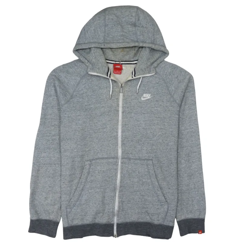 Nike Grey Full Zip Hoodie Men’s XLarge Embroidered Chest Logo Split Pockets Sweatshirt sold by Vintage Club