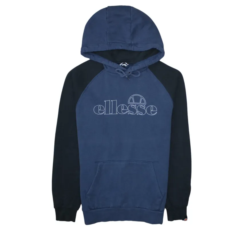 Ellesse Navy Blue Hoodie Women’s Large Embroidered Logo Raglan Sleeves Pullover Sweatshirt made by Ellesse