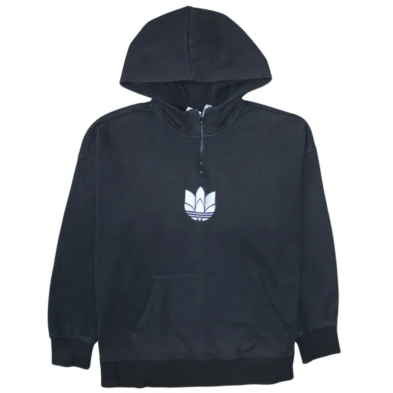 Adidas Black Hoodie Women’s XXLarge Half Zip Printed Trefoil Logo Front Pocket Sweatshirt made by Adidas