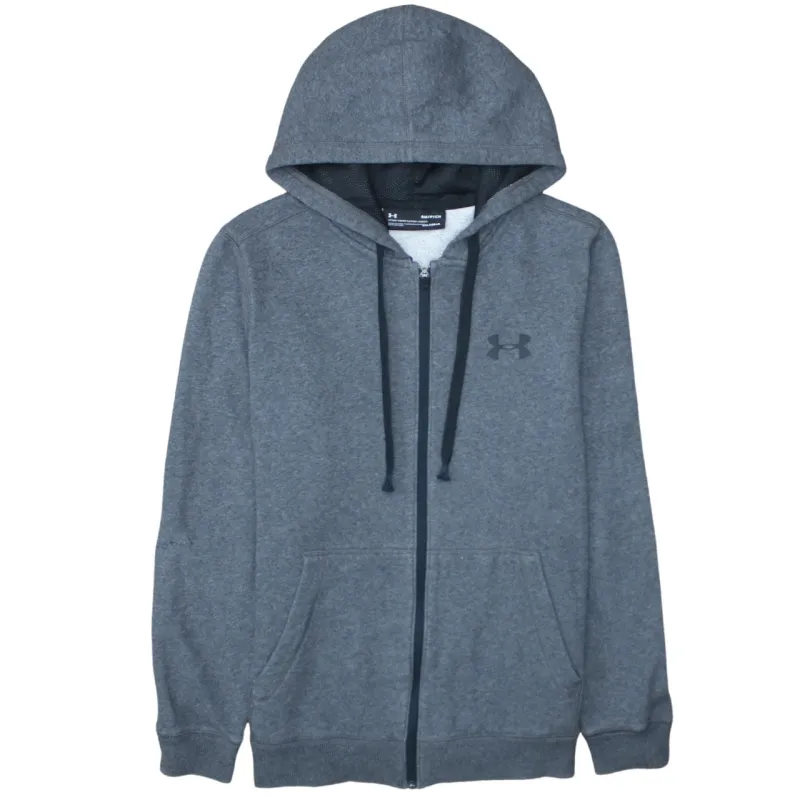 Under Armour Grey Full Zip Hoodie Men's Small Embroidered Chest Logo Split Pocket Sweatshirt sold by Vintage Club