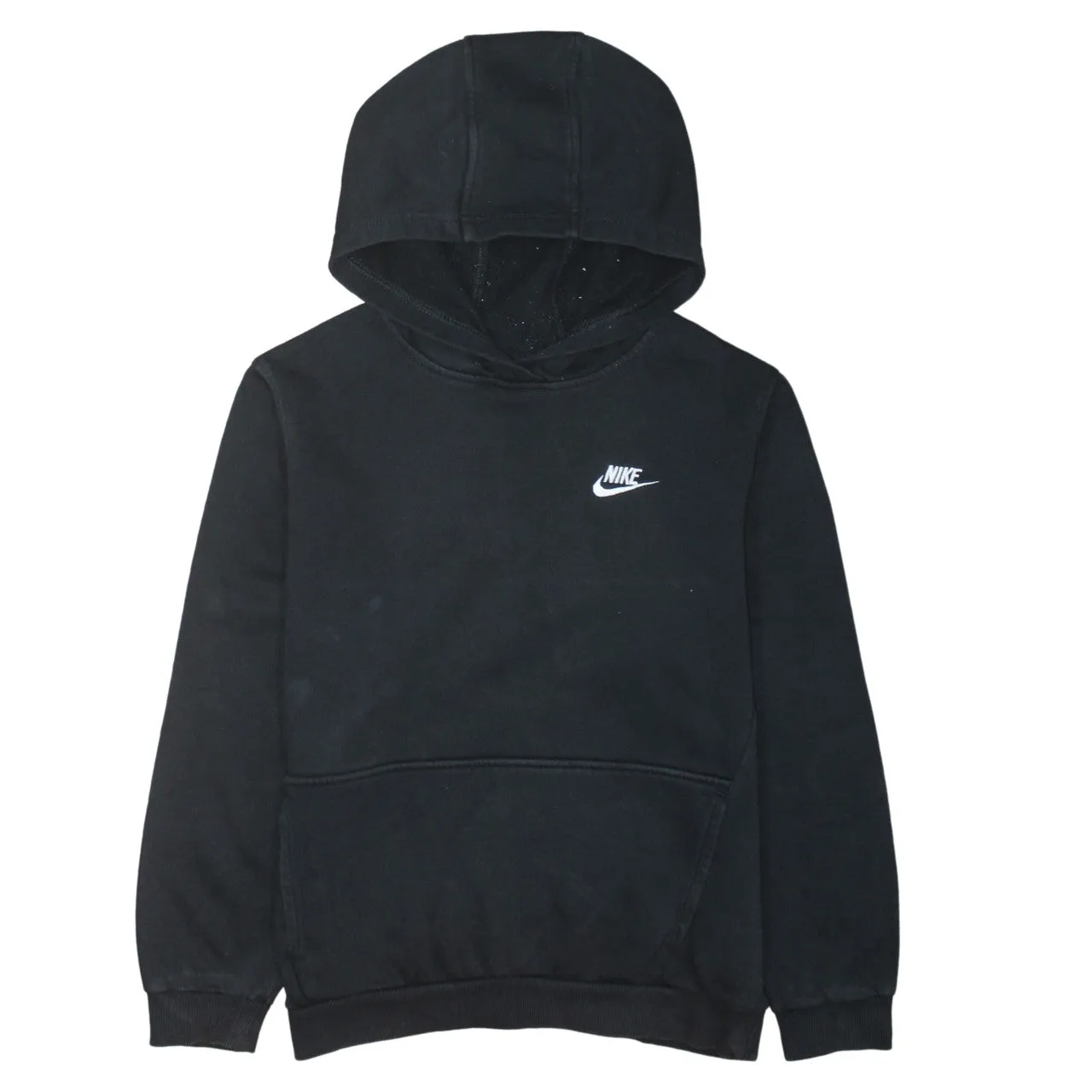 Nike Black Hoodie Women’s XLarge Embroidered Swoosh Logo Front Pouch Pullover Sweatshirt sold by Vintage Club