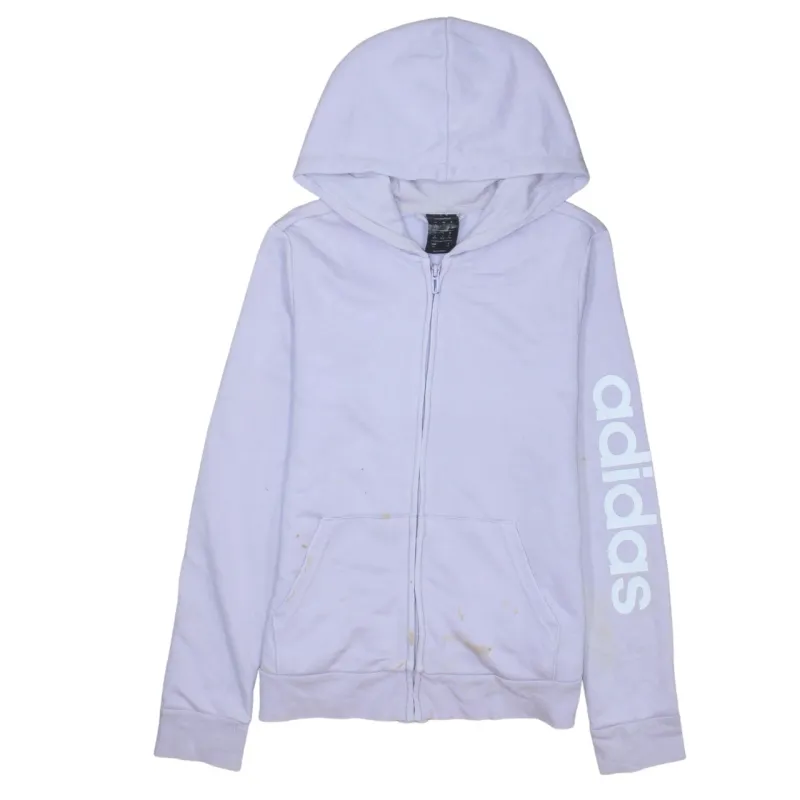 Adidas Lilac Zip Hoodie Women’s Small Printed Sleeve Logo Pockets Casual Sweatshirt made by Adidas