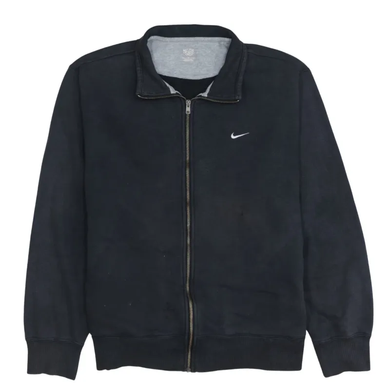 Nike Black Full Zip Sweatshirt Men's XXLarge Embroidered Swoosh Stand Collar Fleece Jacket sold by Vintage Club
