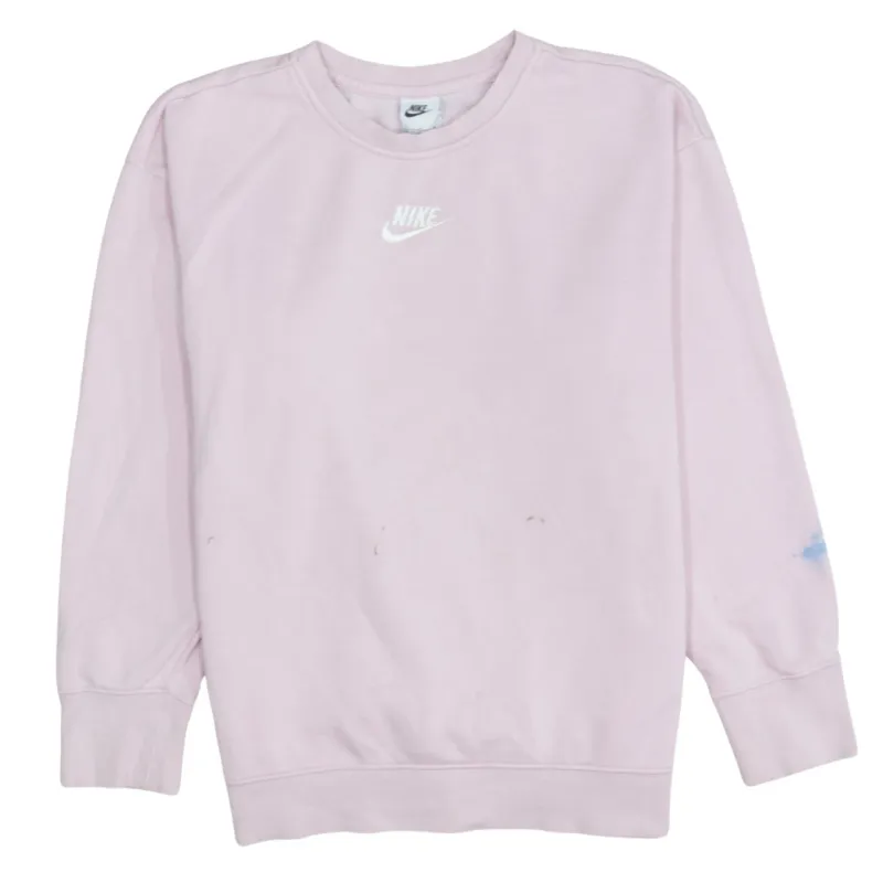 Nike Light Pink Sweatshirt Women’s XLarge Printed Front Logo Crewneck Pullover Fleece Top made by Nike