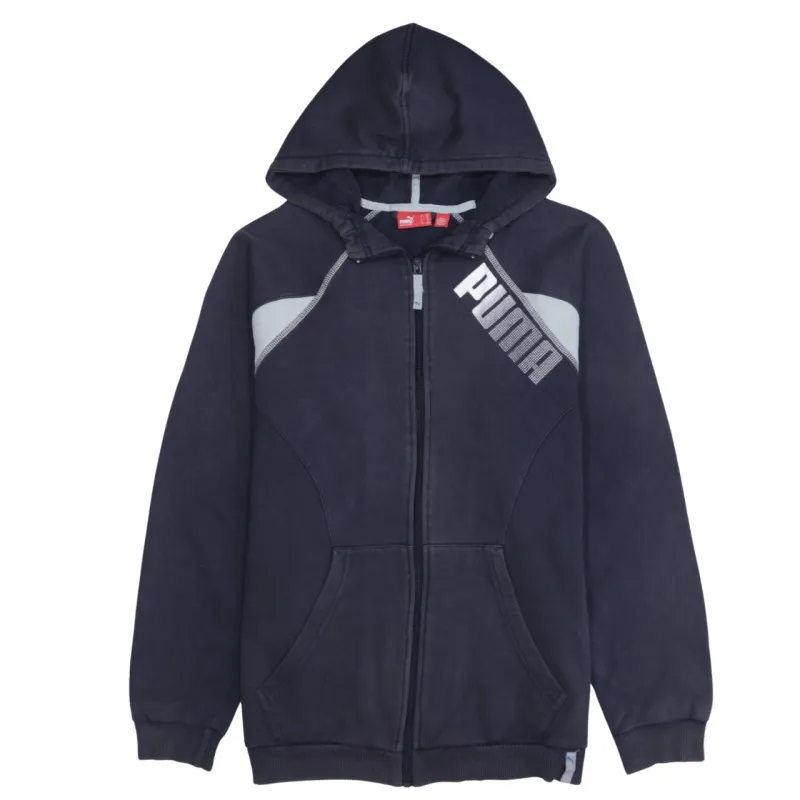 Puma Navy Blue Hoodie Women’s XXLarge Full Zip Printed Logo Contrast Panels Sweatshirt made by Puma