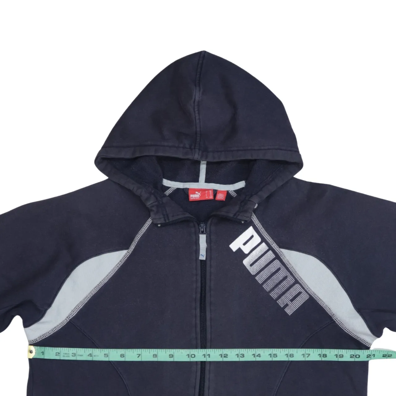 Puma Navy Blue Hoodie Women’s XXLarge Full Zip Printed Logo Contrast Panels Sweatshirt sold by Vintage Club product image thumbnail 5