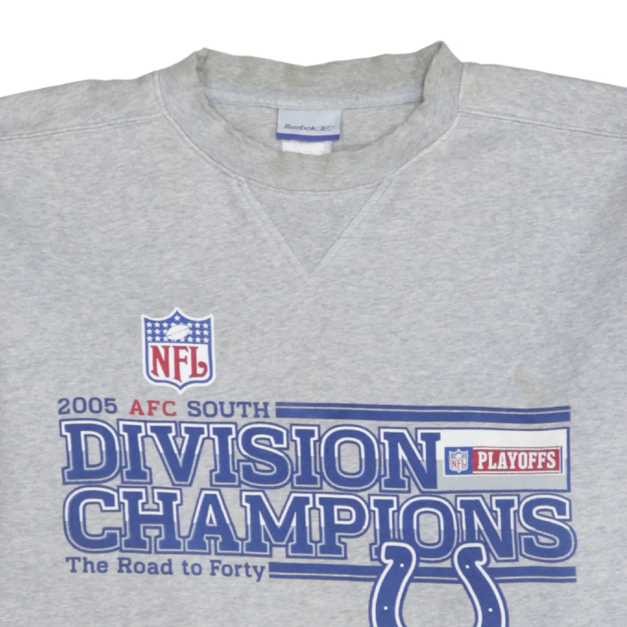 Reebok Grey Sweatshirt Men's Large NFL Colts Division Champions Printed Pullover Top sold by Vintage Club product image thumbnail 3